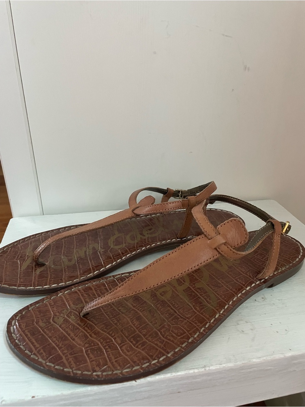 Sam Edelman Classic Brown Leather T-Strap Women’s Sandals Size 11